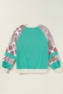 Paisley Plaid Patchwork Long Sleeve Raglan Top