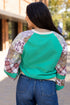 Paisley Plaid Patchwork Long Sleeve Raglan Top
