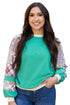 Paisley Plaid Patchwork Long Sleeve Raglan Top
