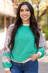 Paisley Plaid Patchwork Long Sleeve Raglan Top