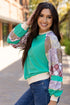 Paisley Plaid Patchwork Long Sleeve Raglan Top