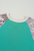 Paisley Plaid Patchwork Long Sleeve Raglan Top