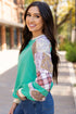 Paisley Plaid Patchwork Long Sleeve Raglan Top