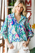Paisley Print 3/4 Lantern Sleeve Shirt
