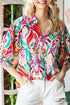 Paisley Print 3/4 Lantern Sleeve Shirt