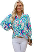 Paisley Print 3/4 Lantern Sleeve Shirt