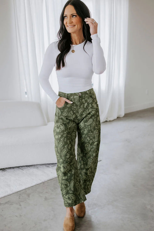 Paisley Print Bohemian Harem Denim Relaxed Jeans
