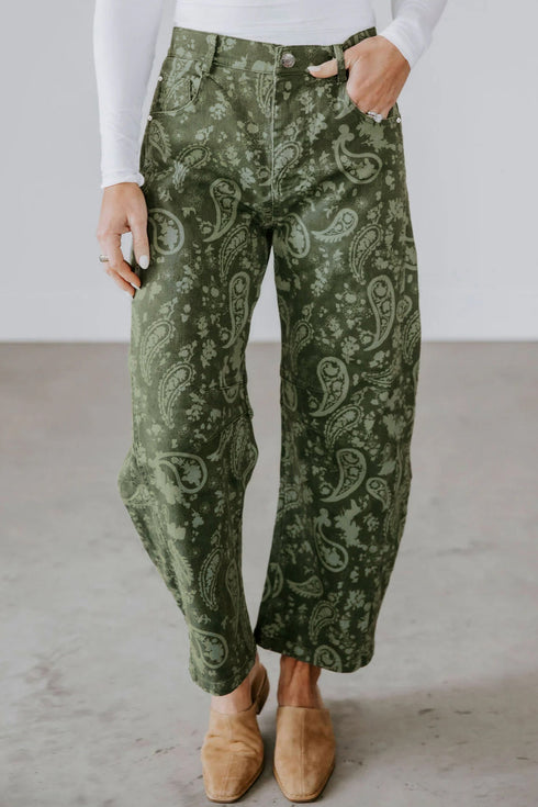 Paisley Print Bohemian Harem Denim Relaxed Jeans