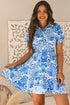 Paisley Print Collared Puff Sleeve Mini Dress