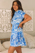 Paisley Print Collared Puff Sleeve Mini Dress