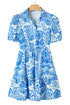 Paisley Print Collared Puff Sleeve Mini Dress