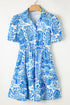 Paisley Print Collared Puff Sleeve Mini Dress