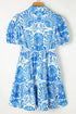 Paisley Print Collared Puff Sleeve Mini Dress