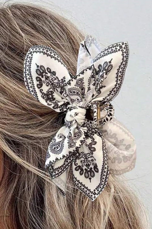Paisley Print Fabric Bow Knot Hair Clip