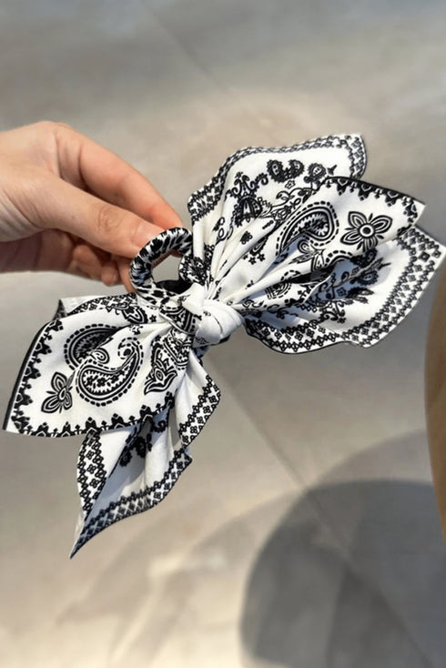 Paisley Print Fabric Bow Knot Hair Clip