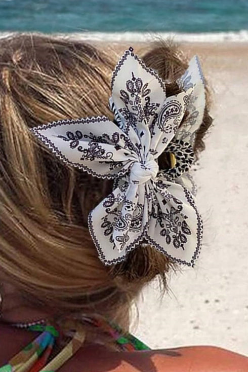 Paisley Print Fabric Bow Knot Hair Clip