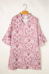 Paisley Print Notched Neck Rick Rack Tiered Mini Dress