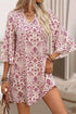 Paisley Print Notched Neck Rick Rack Tiered Mini Dress