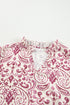 Paisley Print Notched Neck Rick Rack Tiered Mini Dress