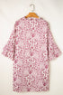 Paisley Print Notched Neck Rick Rack Tiered Mini Dress