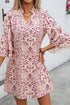 Paisley Print Notched Neck Rick Rack Tiered Mini Dress