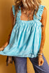 Paisley Print Ruffled Strap Square Neck Tank Top