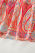 Paisley Print V Neck Short Sleeve Ruffle Bohemian Dress