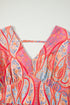 Paisley Print V Neck Short Sleeve Ruffle Bohemian Dress