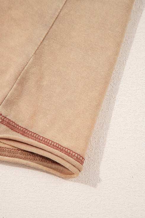 Pale Khaki Mineral Wash Stud Beaded Star Graphic Pocketed T Shirt Dress