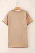 Pale Khaki Mineral Wash Stud Beaded Star Graphic Pocketed T Shirt Dress