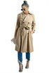 Pale Khaki Solid Color Lapel Collar Waist Tie Wind Coat