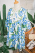 Palm Floral Print Ribbon Knot Ruffle Tiered Mini Dress