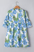 Palm Floral Print Ribbon Knot Ruffle Tiered Mini Dress