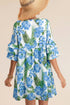Palm Floral Print Ribbon Knot Ruffle Tiered Mini Dress