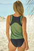 Palm Leaves Print Sleeveless Tankini Swimsuit
