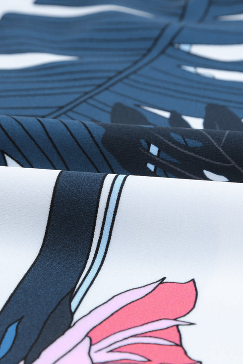 Palm Leaves Print Sleeveless Tankini Swimsuit