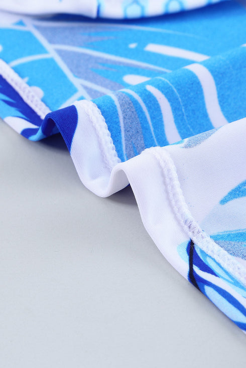 Palm Leaves Print Sleeveless Tankini Swimsuit