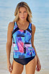 Palm Leaves Print Sleeveless Tankini Swimsuit