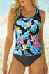 Palm Leaves Print Sleeveless Tankini Swimsuit