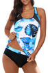 Palm Leaves Print Sleeveless Tankini Swimsuit