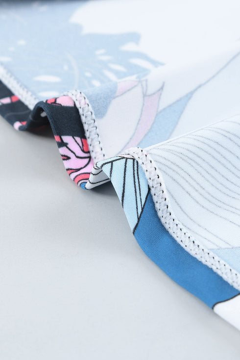 Palm Leaves Print Sleeveless Tankini Swimsuit