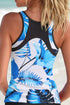 Palm Leaves Print Sleeveless Tankini Swimsuit