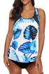 Palm Leaves Print Sleeveless Tankini Swimsuit