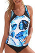 Palm Leaves Print Sleeveless Tankini Swimsuit