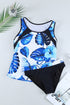 Palm Leaves Print Sleeveless Tankini Swimsuit