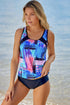 Palm Leaves Print Sleeveless Tankini Swimsuit