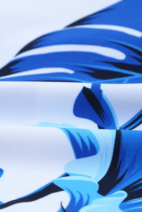 Palm Leaves Print Sleeveless Tankini Swimsuit