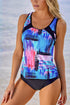 Palm Leaves Print Sleeveless Tankini Swimsuit