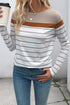 Panel Detail Striped Long Sleeve Crew Neck Top