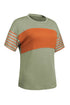 Paneled Block Striped Detail Loose Fit T Shirt